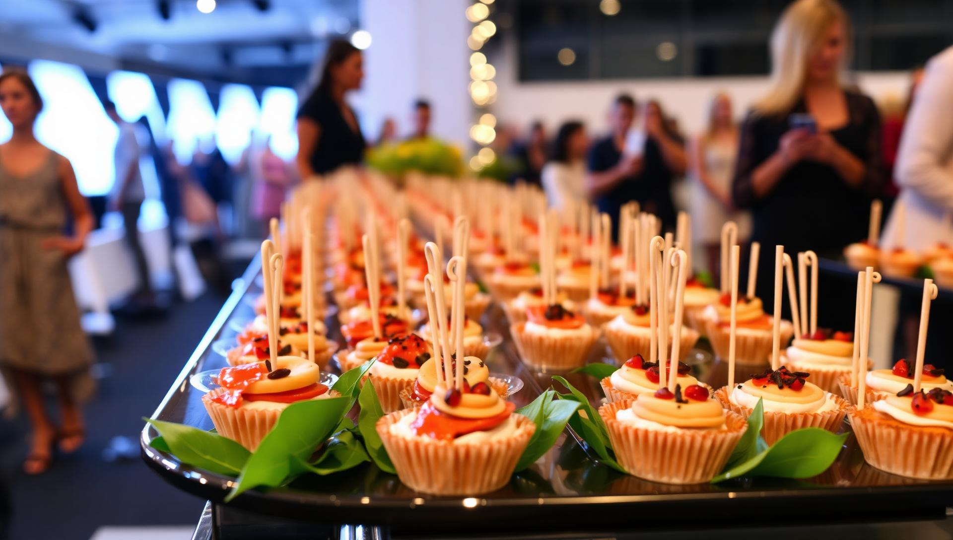 Glamorous gluten-free fashion event catering with sophisticated appetizers at NYC runway show and designer party