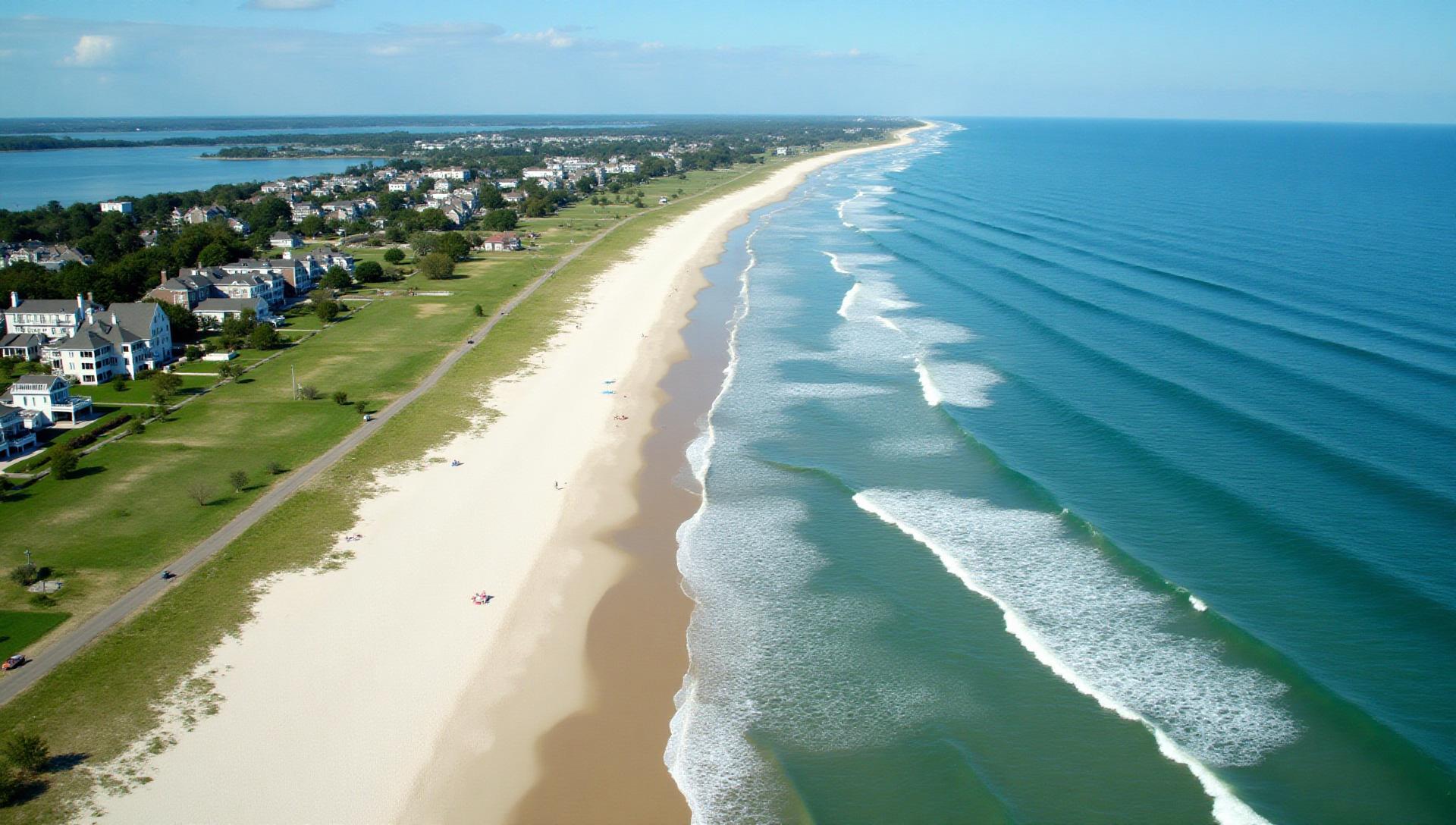 Authentic cityscape view of Hamptons, New York showcasing the service area for premium gluten-free catering, celiac-safe food delivery, geographic location coordinates for allergen-free event catering services