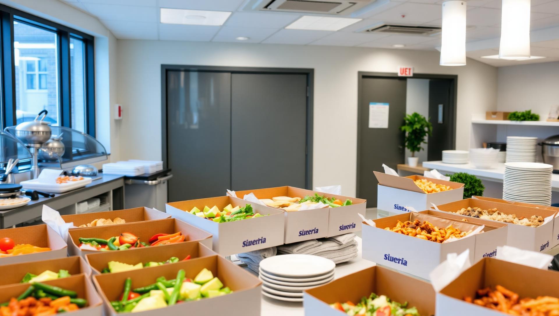 Professional gluten-free hospital catering with healthy boxed lunches for medical staff, healthcare facility food service in NYC