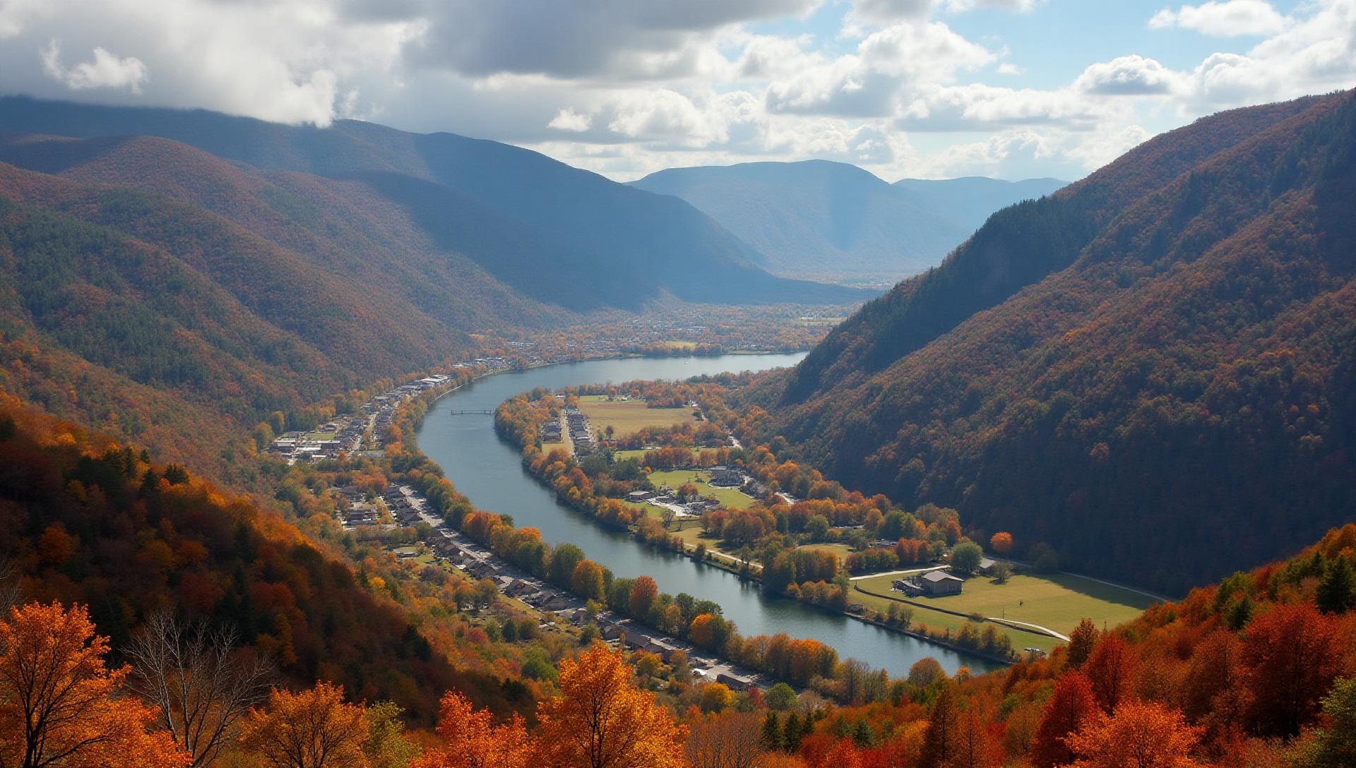 Authentic cityscape view of Hudson Valley, New York showcasing the service area for premium gluten-free catering, celiac-safe food delivery, geographic location coordinates for allergen-free event catering services