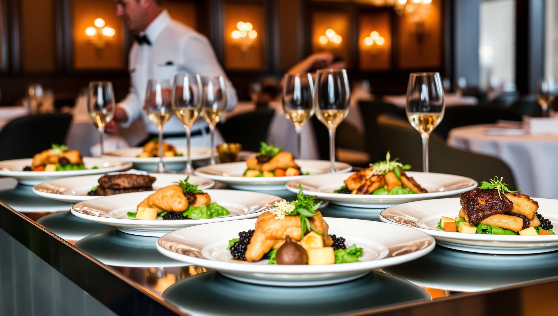 Sophisticated gluten-free plated dinner catering with fine dining presentation, gourmet multi-course meals for formal events in NYC